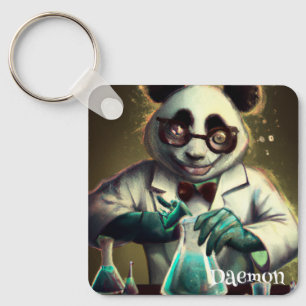 Porte-clés Panda, un scientifique fou personnalisé, mélange d