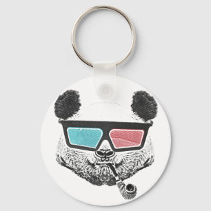 Porte-clés Panda vintage lunettes 3D