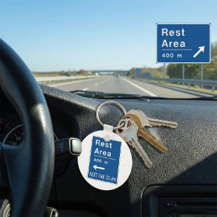 Porte-clés Panneau de signalisation d'aire de repos à 400m à
