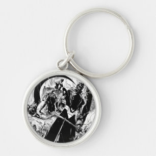 Porte-clés Panneau du Corps de Lanterne Noire - Noir et Blanc