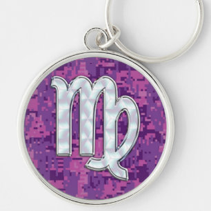 Porte-clés Panneau Pearl Virgo Zodiac Fuchsia rose Camo numé