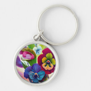 Porte-clés Pansies colorées -AI ART
