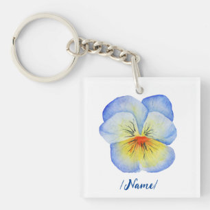 Porte-clés Pansies Fleurs de naissance Viola cadeau de vacanc
