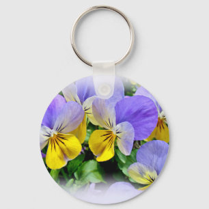 Porte-clés Pansies jaune et violet