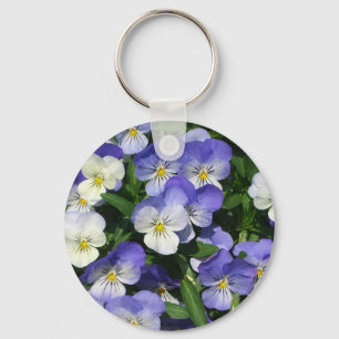 Porte-clés Pansies violettes Jardin Floral