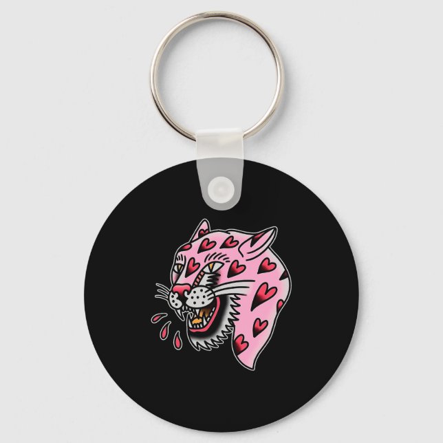 Porte-clés Panther Pink X Heart Love Traditional Flash Premiu (Recto)