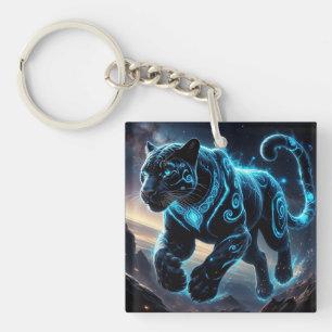Porte-clés Panthère noire mystique aux motifs lumineux