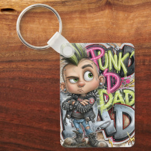 Porte-clés Papa aux Mohawk Rock Punk