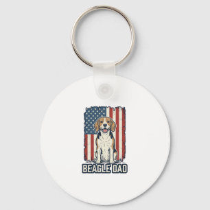 Porte-clés Papa Beagle Patriotique Dessin De Chien De Gravure