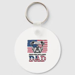 Porte-clés Papa Bouledogue Anglais Patriotique Design de Chem