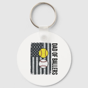 Porte-clés Papa de Ballers Softball Baseball Patriotique