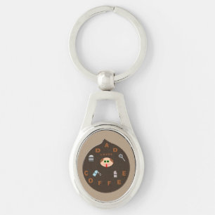 Porte-clés Papa Drôle Monstre Amoureux de Café