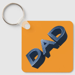 Porte-clés Papa en acier bleu