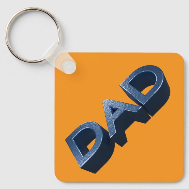 Porte-clés Papa en acier bleu (Recto)