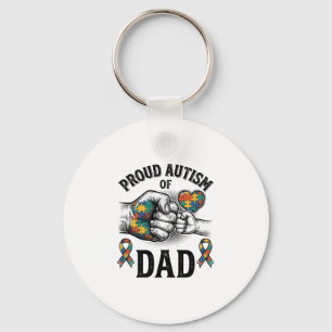 Porte-clés Papa fièrement autiste Vintage Gravure Chemise de 