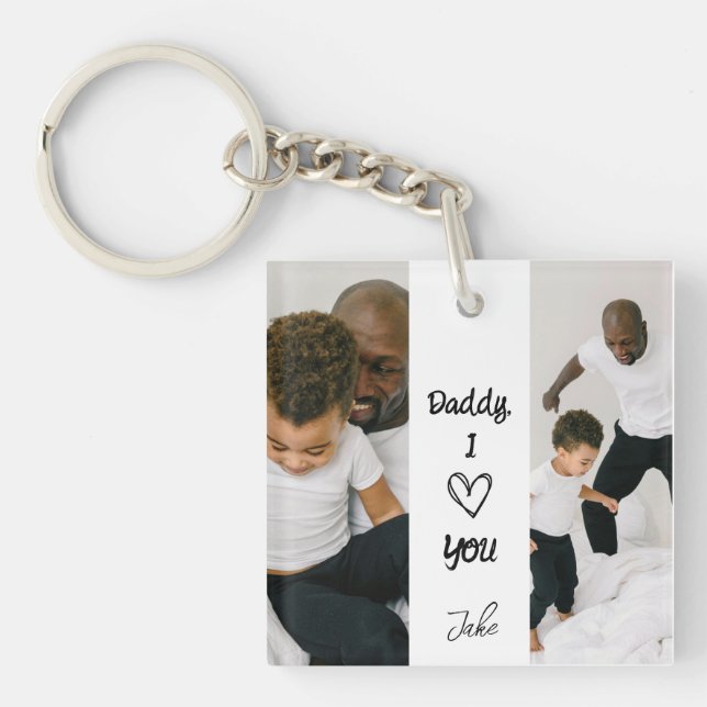 Porte-clés Papa, je t'aime | Porte - clé photo personnalisé (Devant)