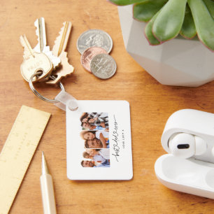 Porte-clés papa mignon script moderne multi photo cadeau