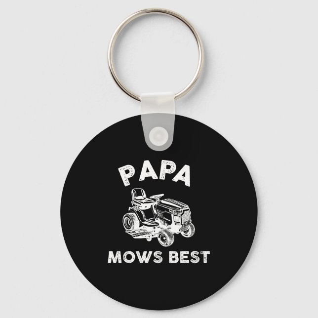 Porte-clés Papa Mows Funny Lawn Mower Father's Day Grandpa  (Recto)