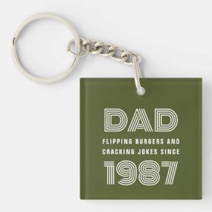 Porte-clés Papa Personnalisé Année Grill Master BBQ Army Gree