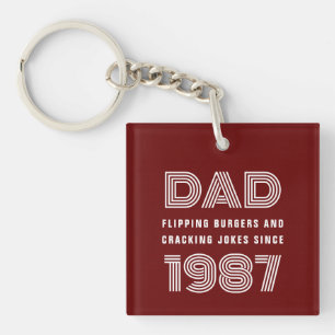 Porte-clés Papa Personnalisé Année Grill Master BBQ Rouge