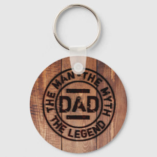 Porte-clés Papa rustique, l'homme, mythe et légende, pyrograp
