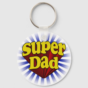 Porte-clés Papa superbe, super héros rouge/jaune/bleu