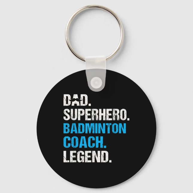 Porte-clés Papa Superhero Badminton Entraîneur Funny Badminto (Recto)