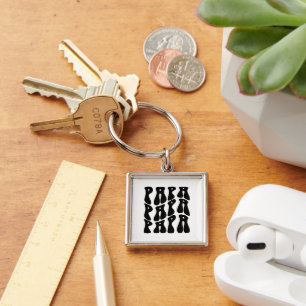 Porte-clés Papa Wavy Fête des pères noir et blanc Cadeau