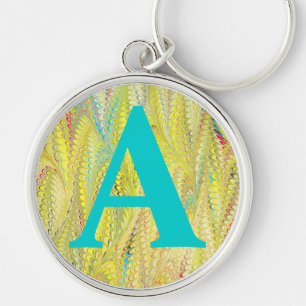 Porte-clés Papier marbré victorien personnalisé initial
