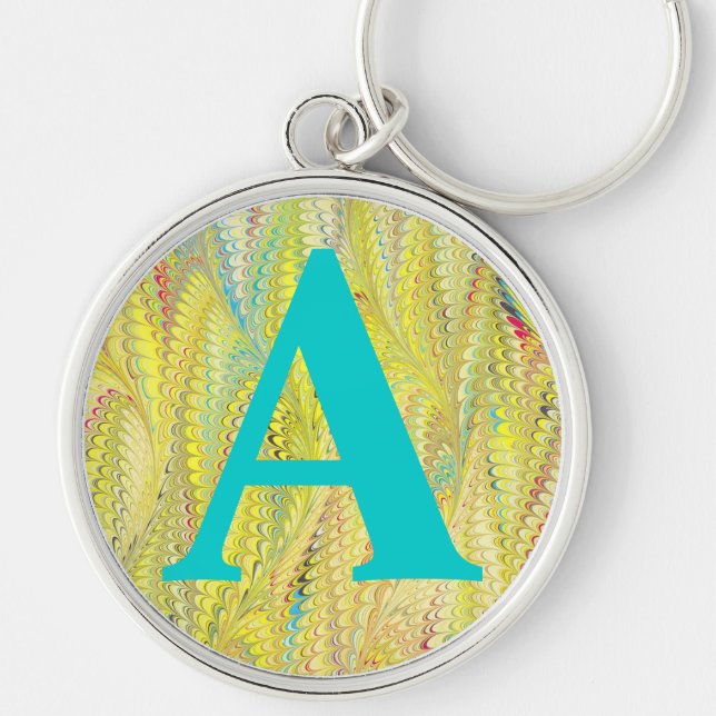 Porte-clés Papier marbré victorien personnalisé initial (Devant)