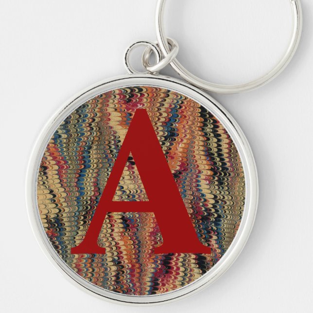 Porte-clés Papier marbré victorien personnalisé initial (Devant)