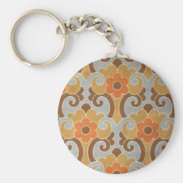 Porte-clés Papier peint Vintage en argent orange