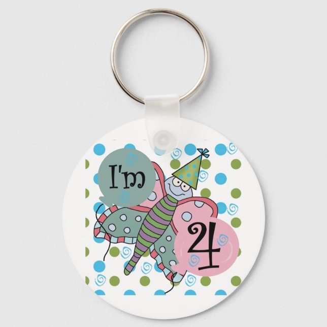 Porte-clés Papillon 4e anniversaire Tshirts et cadeaux (Recto)