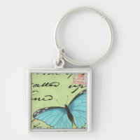 Papillon à ailes bleues sur carte postale Turquois