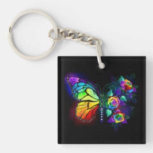 Porte-clés Papillon arc-en-ciel