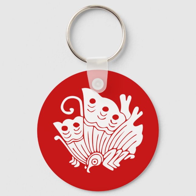 Porte-clés Papillon asiatique Japonais Conception Kamon (Recto)