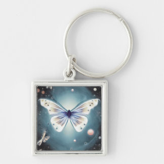 Porte-clés Papillon blanc perle
