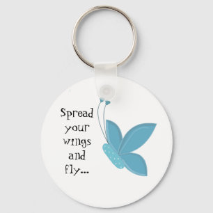 Porte-clés Papillon Bleu avec Citation