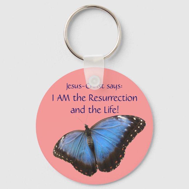 Porte-clés Papillon bleu exotique (Recto)