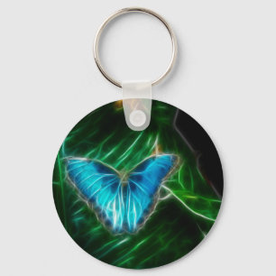Porte-clés Papillon bleu Morpho électrique fractal