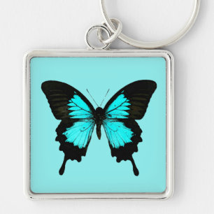 Porte-clés Papillon - bleu turquoise et noir