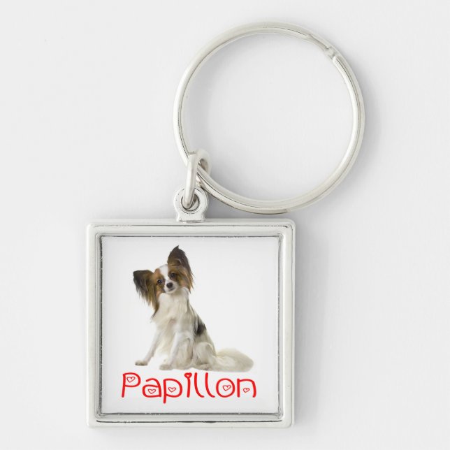 Porte-clés Papillon Brown et blanc Chien Chien rouge Amour (Devant)