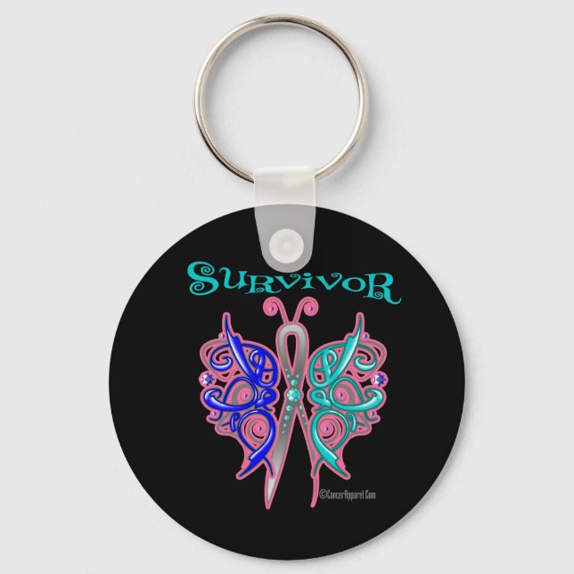 Porte-clés Papillon celtique survivant - Cancer thyroïdien (Recto)