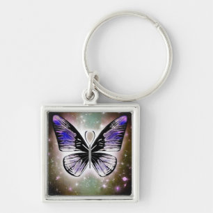 Porte-clés Papillon cosmique pourpre