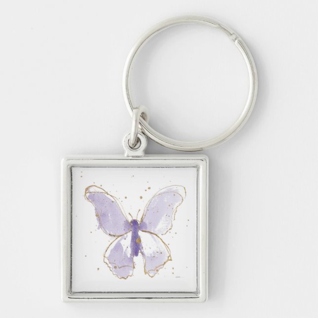 Porte-clés Papillon d'aquarelle Lavender (Devant)