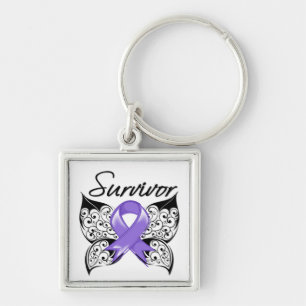 Porte-clés Papillon de survivant de lymphome de Hodgkins