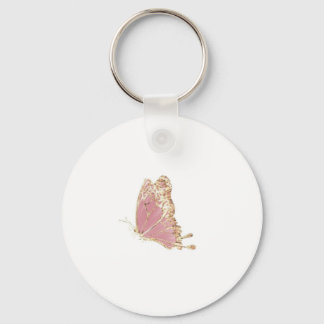 Porte-clés Papillon esthétique pailleté or rose
