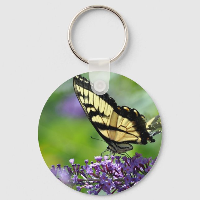 Porte-clés Papillon jaune et noir sur lavande (Recto)