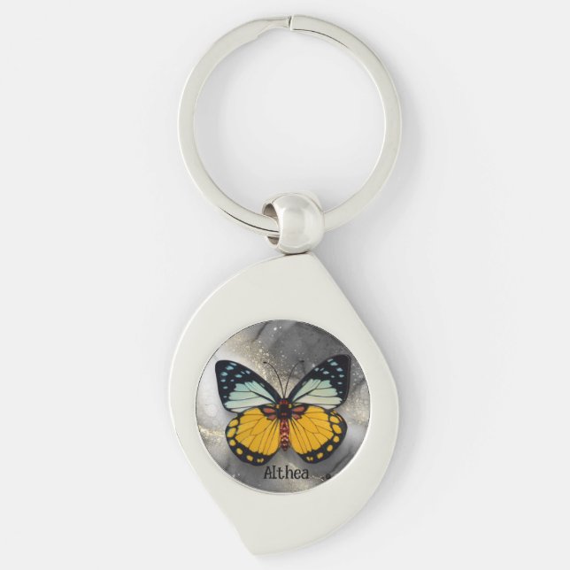 Porte-clés Papillon jaune mignon (Devant)