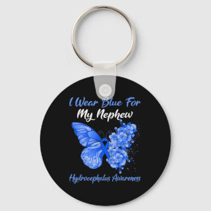 Porte-clés Papillon Je Porte Du Bleu Pour Mon Hydrocéphalie N
